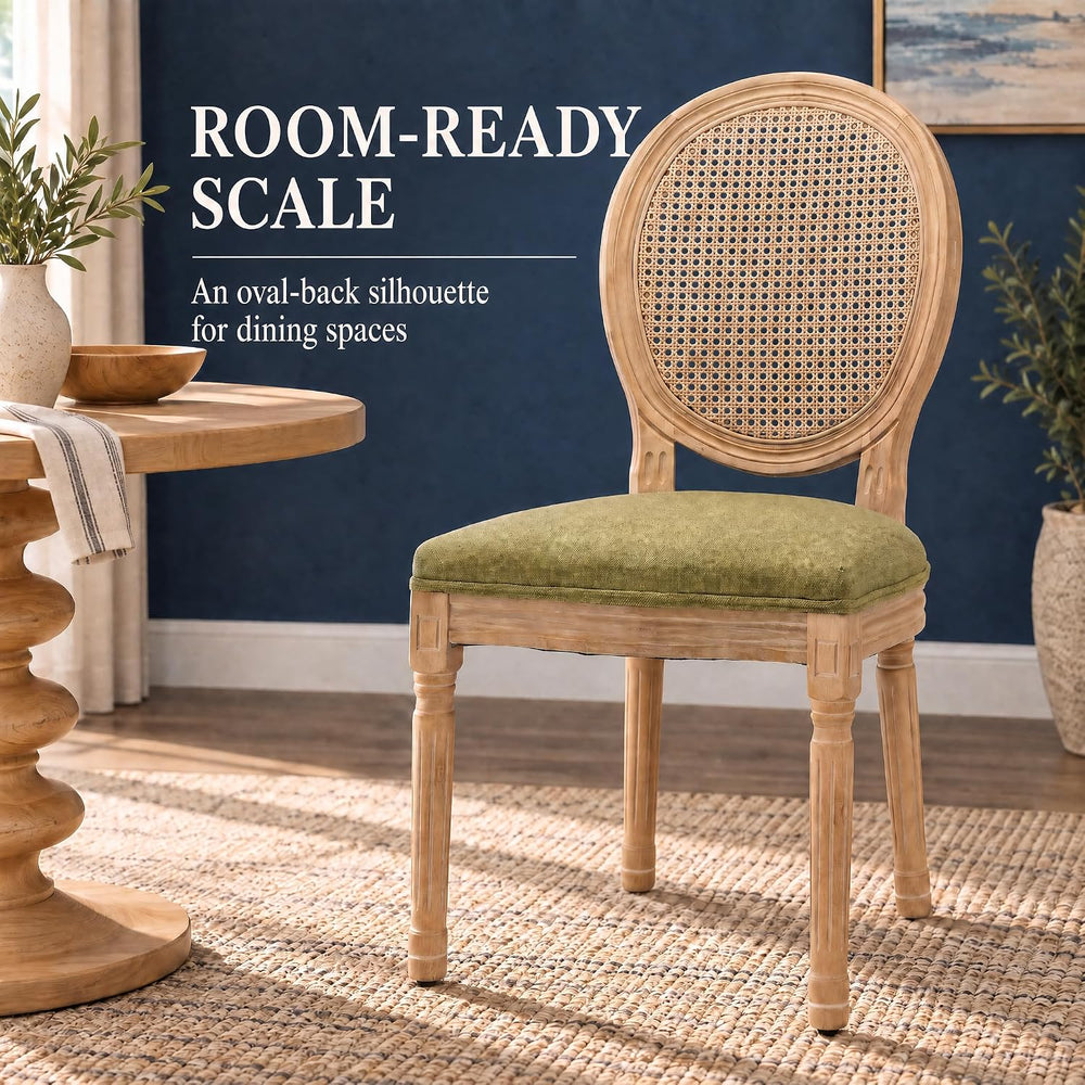 OVENTA Vintage French Country Dining Chairs Set of 6, Rattan Dining Chairs wi...