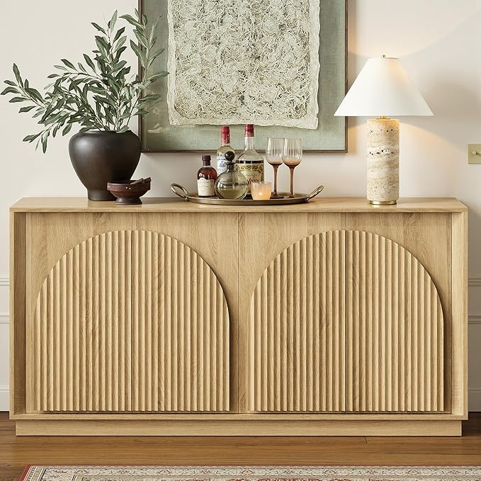 win2win Fluted Sideboard Buffet Cabinet with Storage, 65" Modern Accent ...