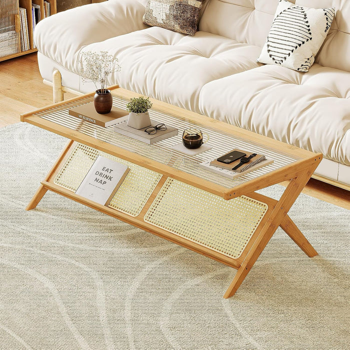 Bamworld Rattan Coffee Table Mid-Century Modern Coffee Table BambooTable