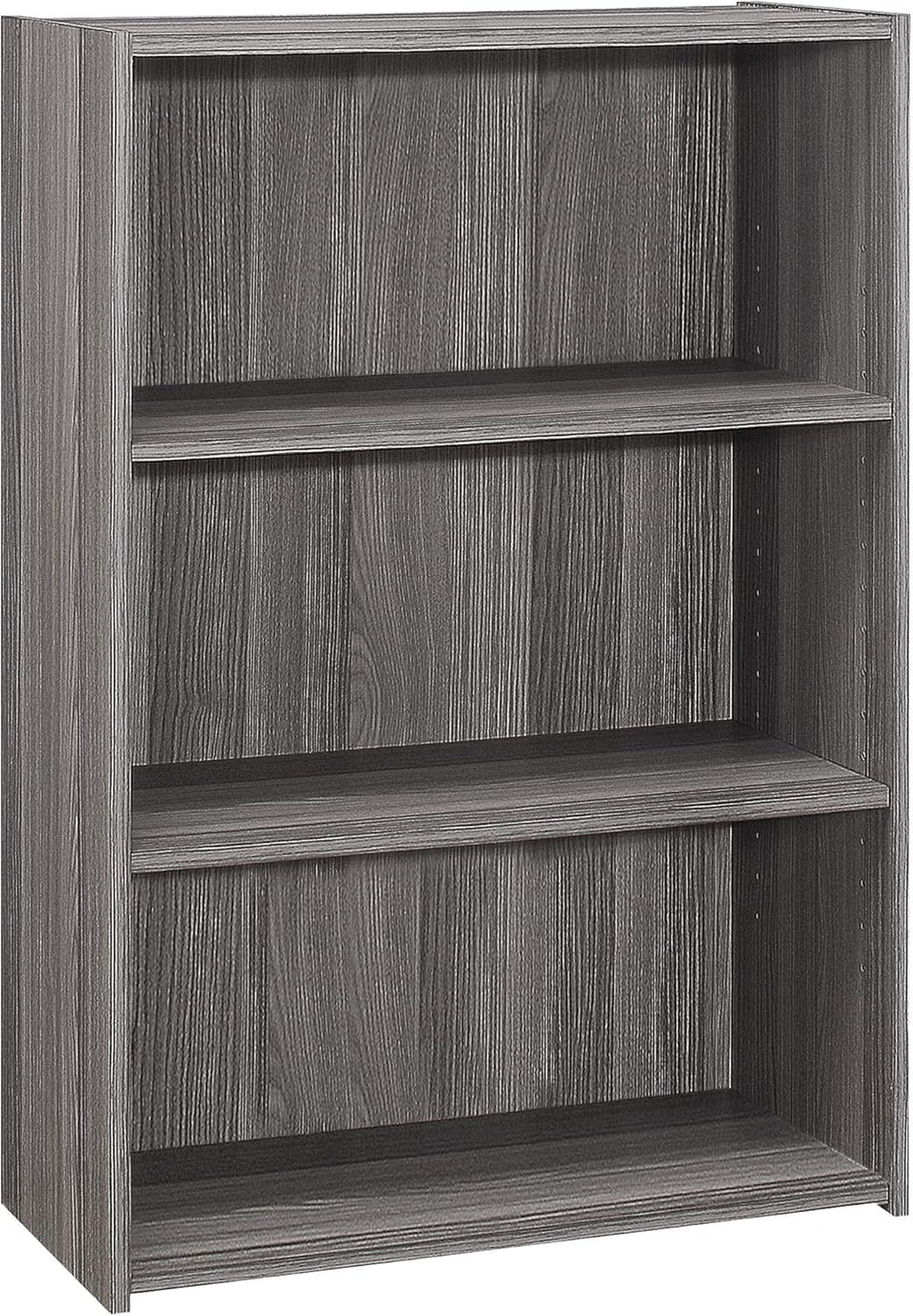 Monarch Specialties I BOOKCASE-36 H/Grey with 3 Shelves Bookcase, Gray