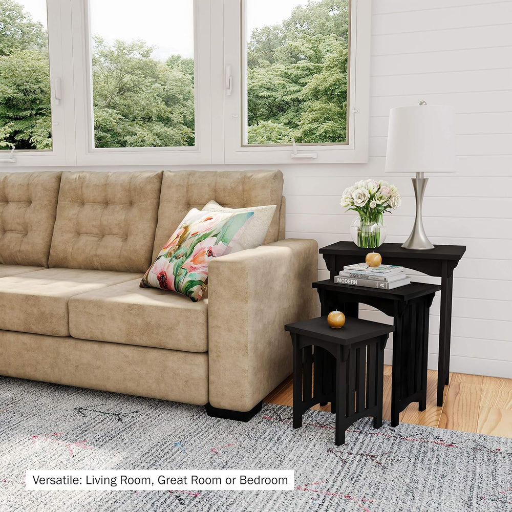 Lavish Home Nesting Tables, Black, Set of 3, 21.5”/15.75”/10.75” | Traditiona...