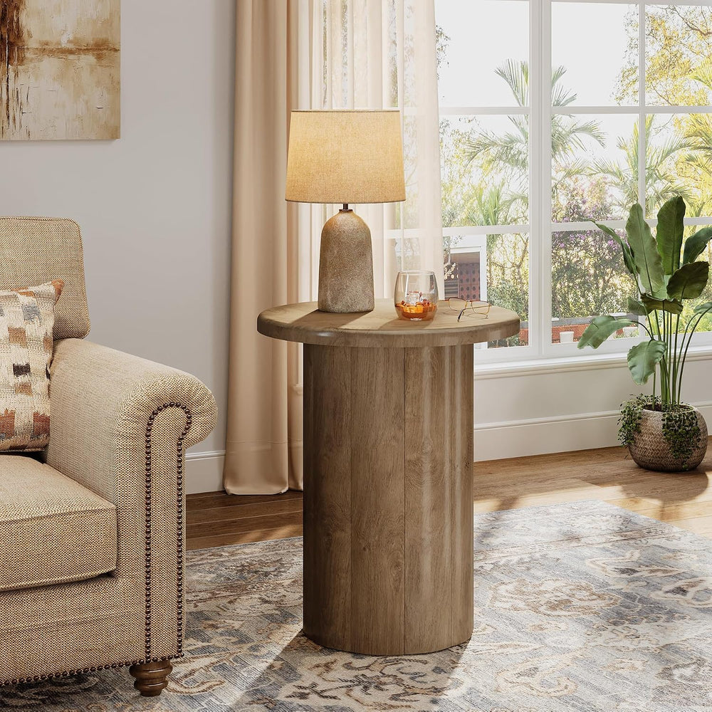 Tribesigns Round Side Table for Living Room, Farmhouse Small End Table with F...