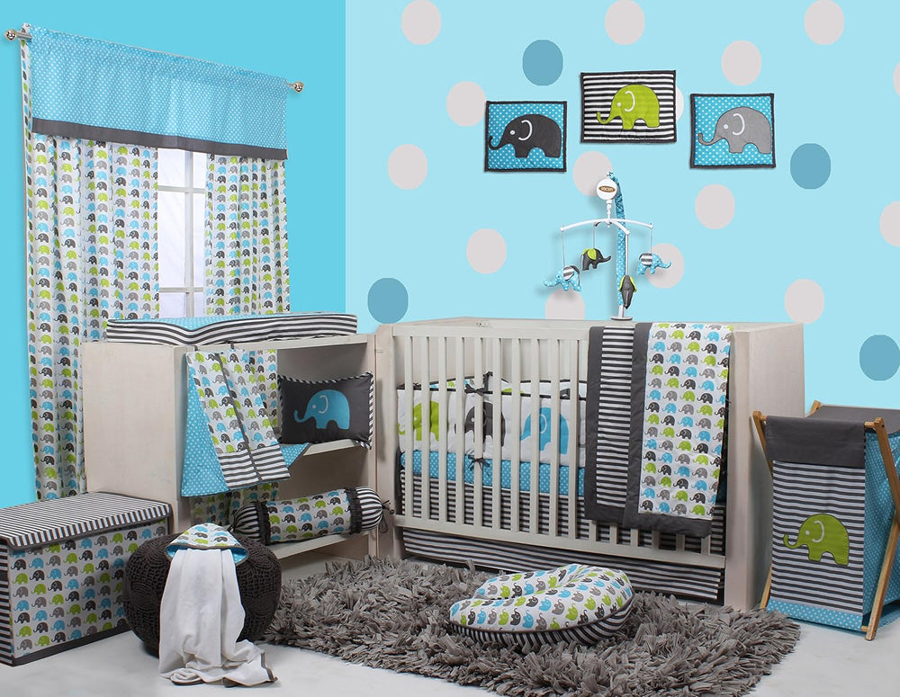 Bacati - Elephants Aqua/Lime/Grey Changing Pad Cover (Aqua/Lime/Grey)