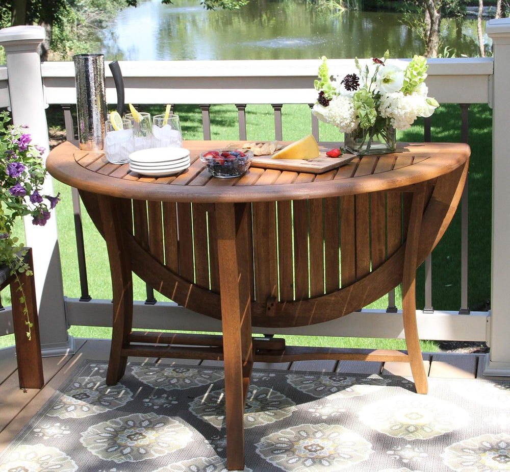 Eucalyptus 43 Inch Round Folding Deck Table