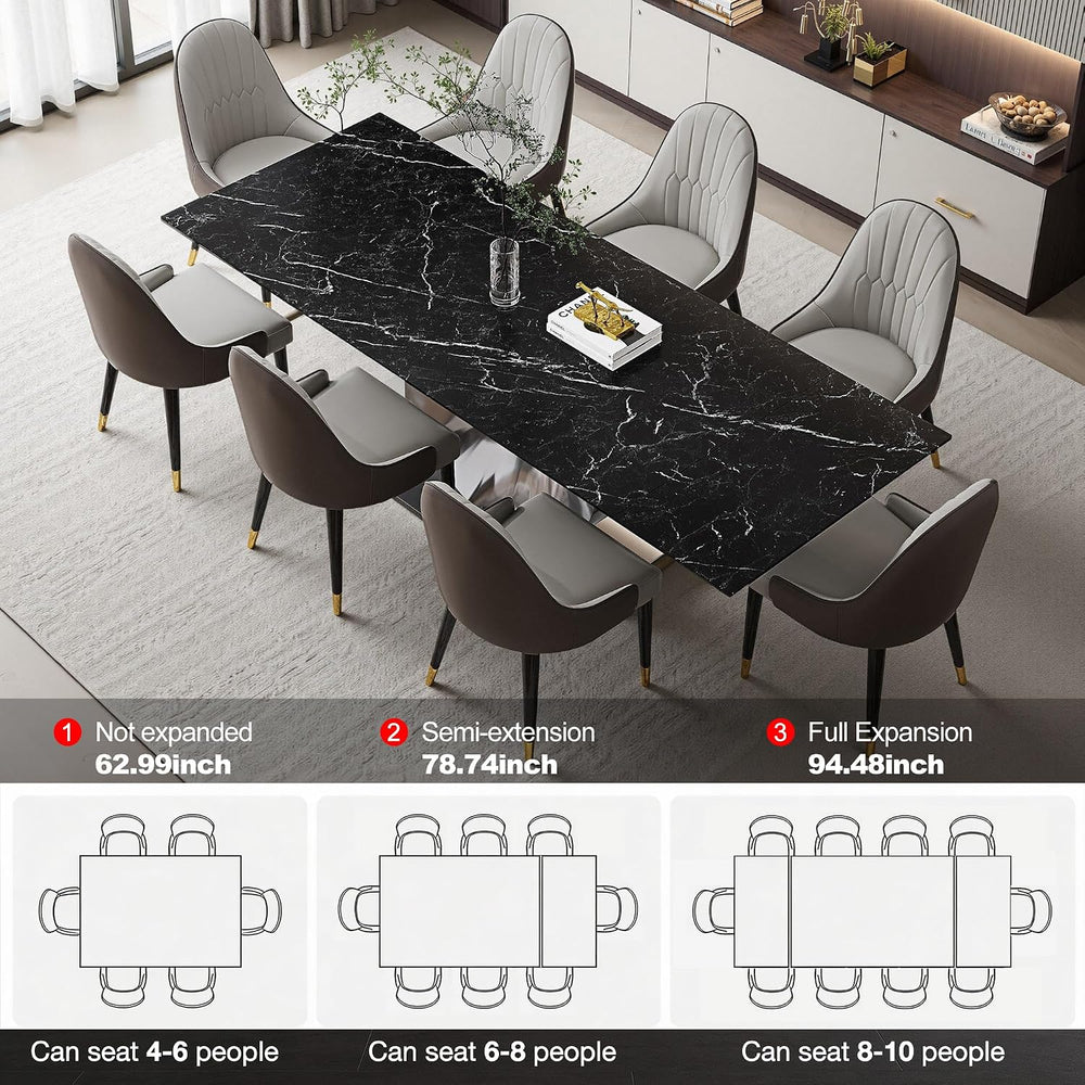 Modern Expandable Dining Table 62.99" to 94.48", 6-10" Marble ...