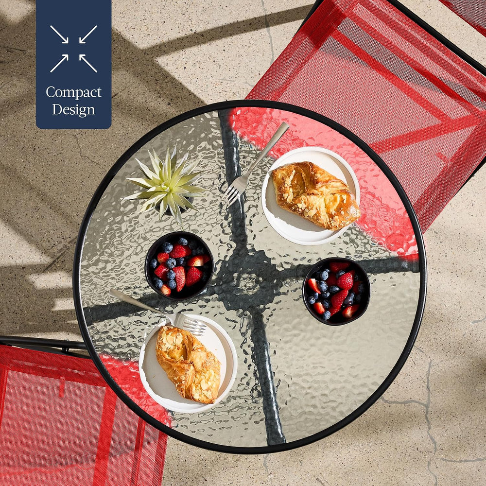 Best Choice Products 3-Piece Patio Bistro Dining Furniture Set w/Textured Gla...