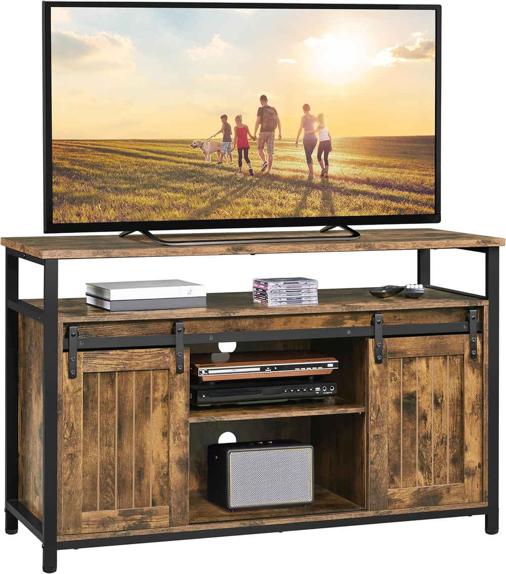 Yaheetech Farmhouse TV Stand for 55 Inch, Sliding Barn Door, Rustic Brown | S...