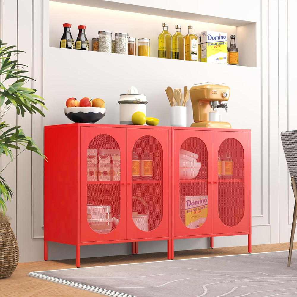 2 Door Accent Cabinet,Metal Storage Cabinet with Adjustable Shelf,Buffet Side...