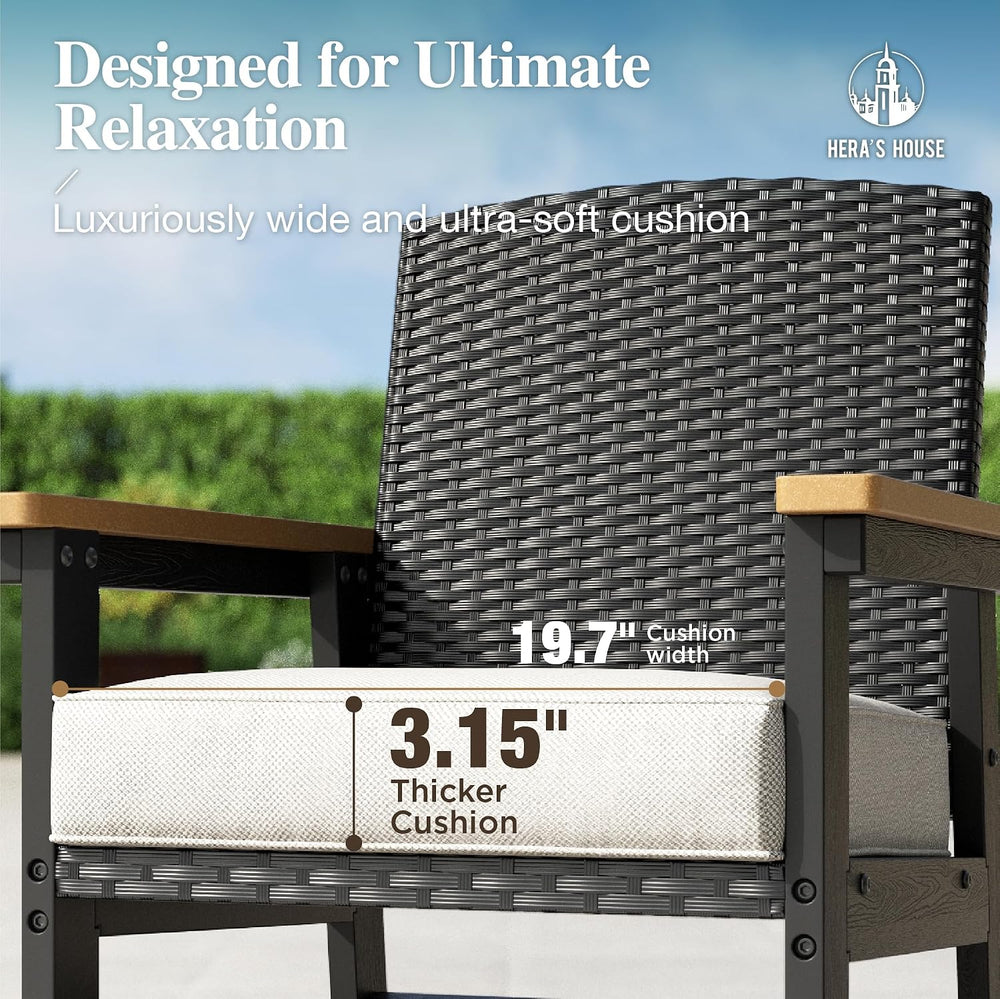 7PC Patio Dining Set for 6, HDPE Outdoor Table & 6 Chairs