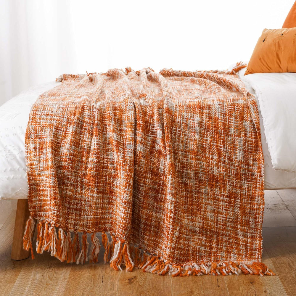 Battilo Orange Throw Blanket for Couch,50"x60"