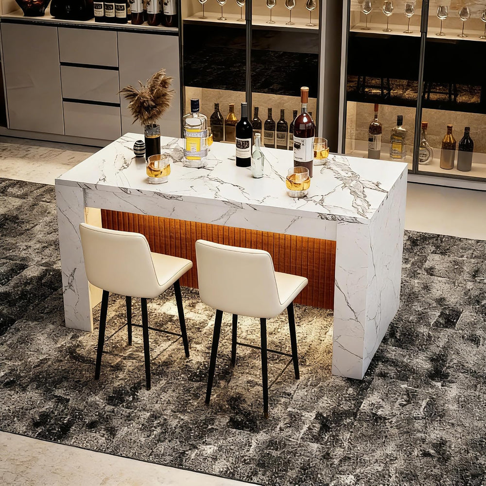 63"*35.4" Large Imitation Marble Dining Table, Mordern Bar Marble S...