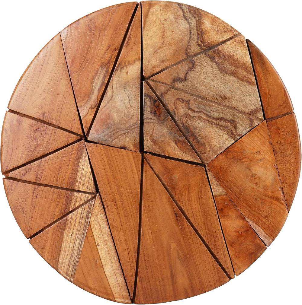Teak Garden Stool - Rustic Farmhouse Side Table/Patio Side Table - Indoor Out...