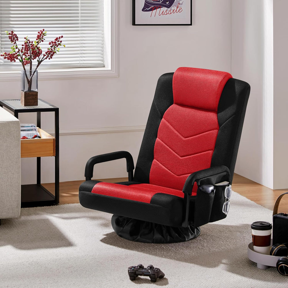 Yaheetech Floor Gaming Chair High-Back Swivel Adjustable Folding Seat Red | F...