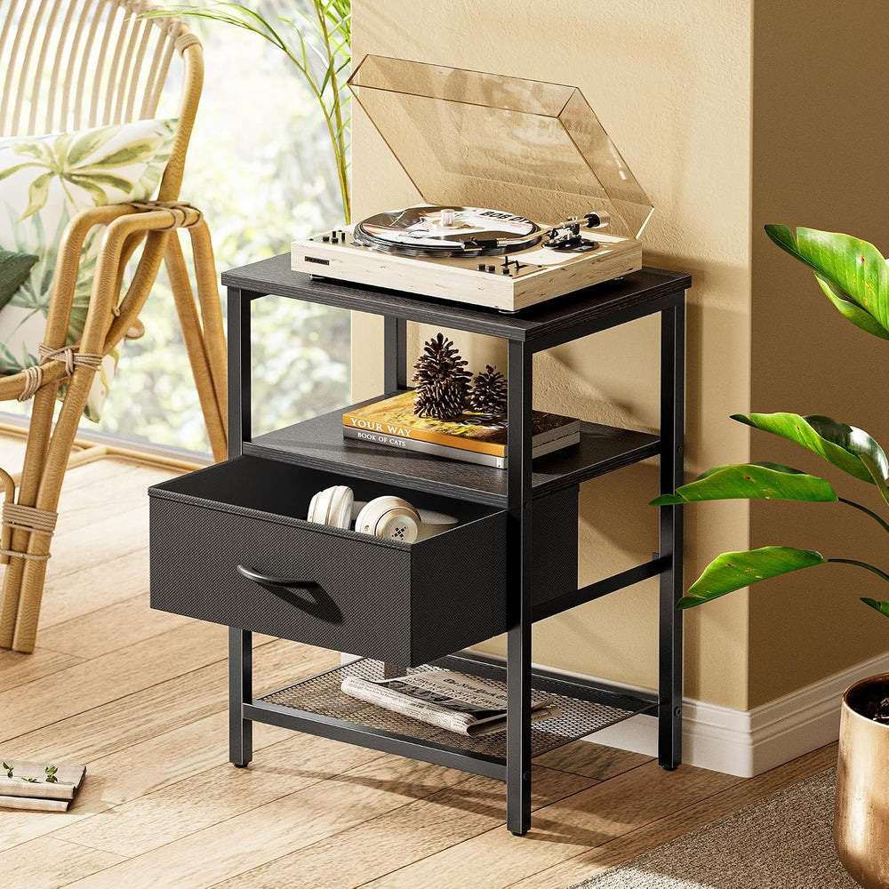 Huuger Nightstand Set of 2, Night Stand with Fabric Drawer, Mesh Shelf