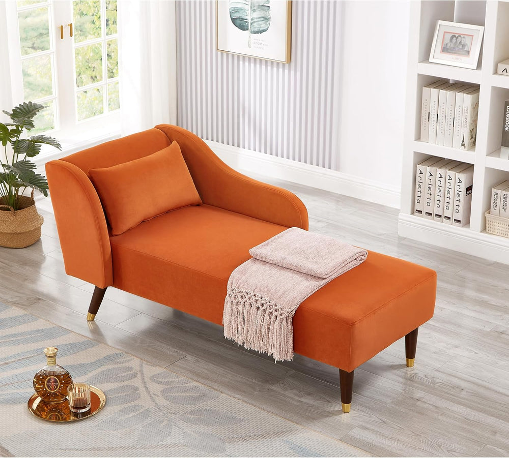 Bellemave Chaise Lounge Indoor, Velvet Upholstered Lounge Chair with Pillow, ...