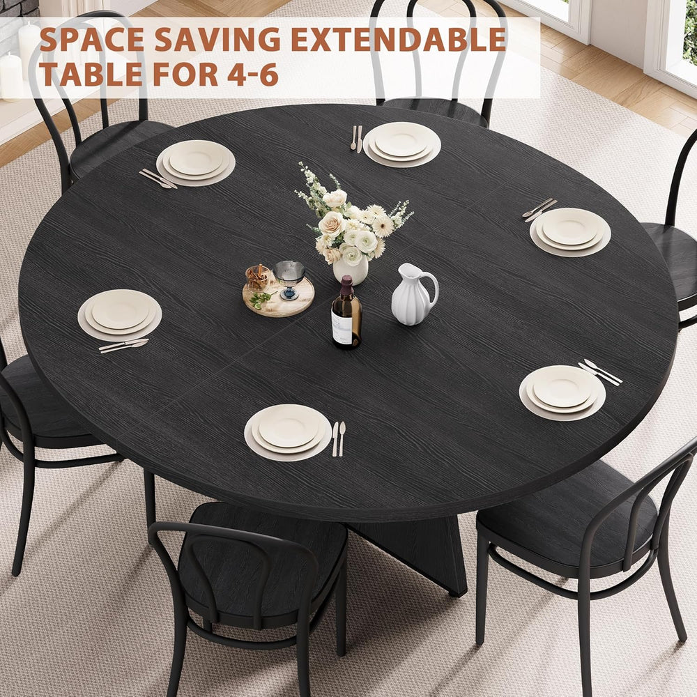 43''–59'' Extendable Dining Table, Round Kitchen Dining Room ...