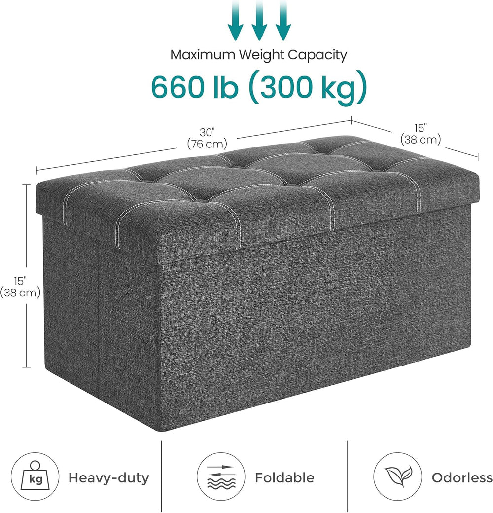 SONGMICS Mazie Collection - 30 Inches Ottoman Storage Bench, 21 Gal. Folding ...