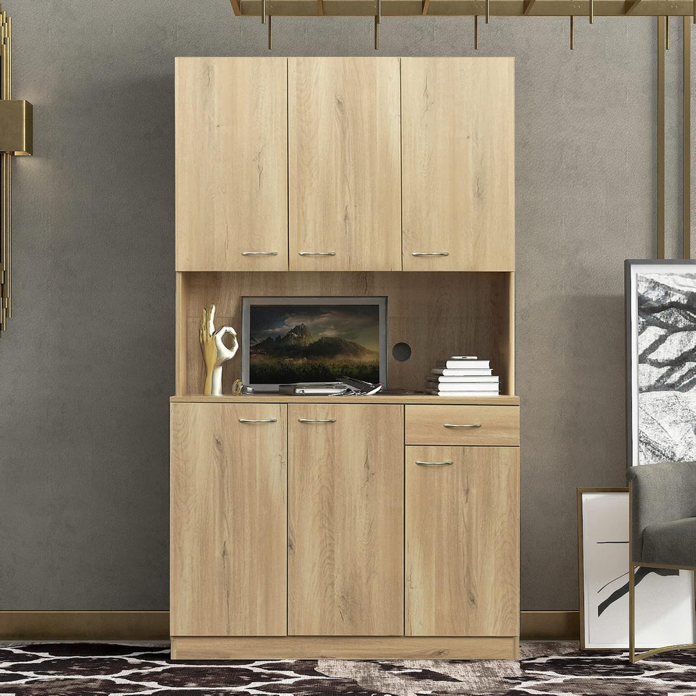 71" Tall Kitchen Pantry Cabinet,Sideboard Buffet Cabinet with 6 Doors an...