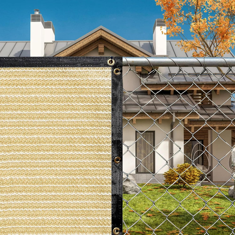 6' x 24' Beige Fence Privacy Screen Commercial Grade Heavy Duty Black...