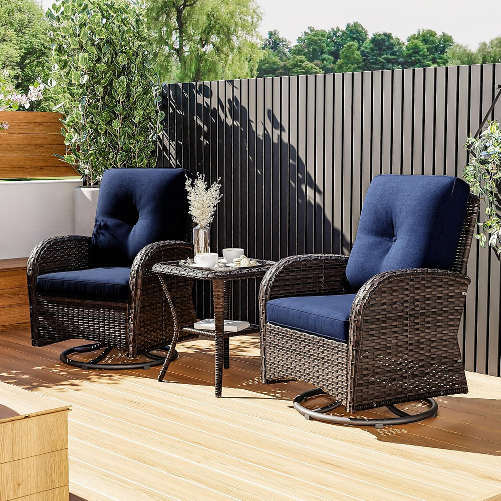 Joyside Patio Swivel Rocker Wicker Chairs - Outdoor Swivel Rocking Chairs Set...