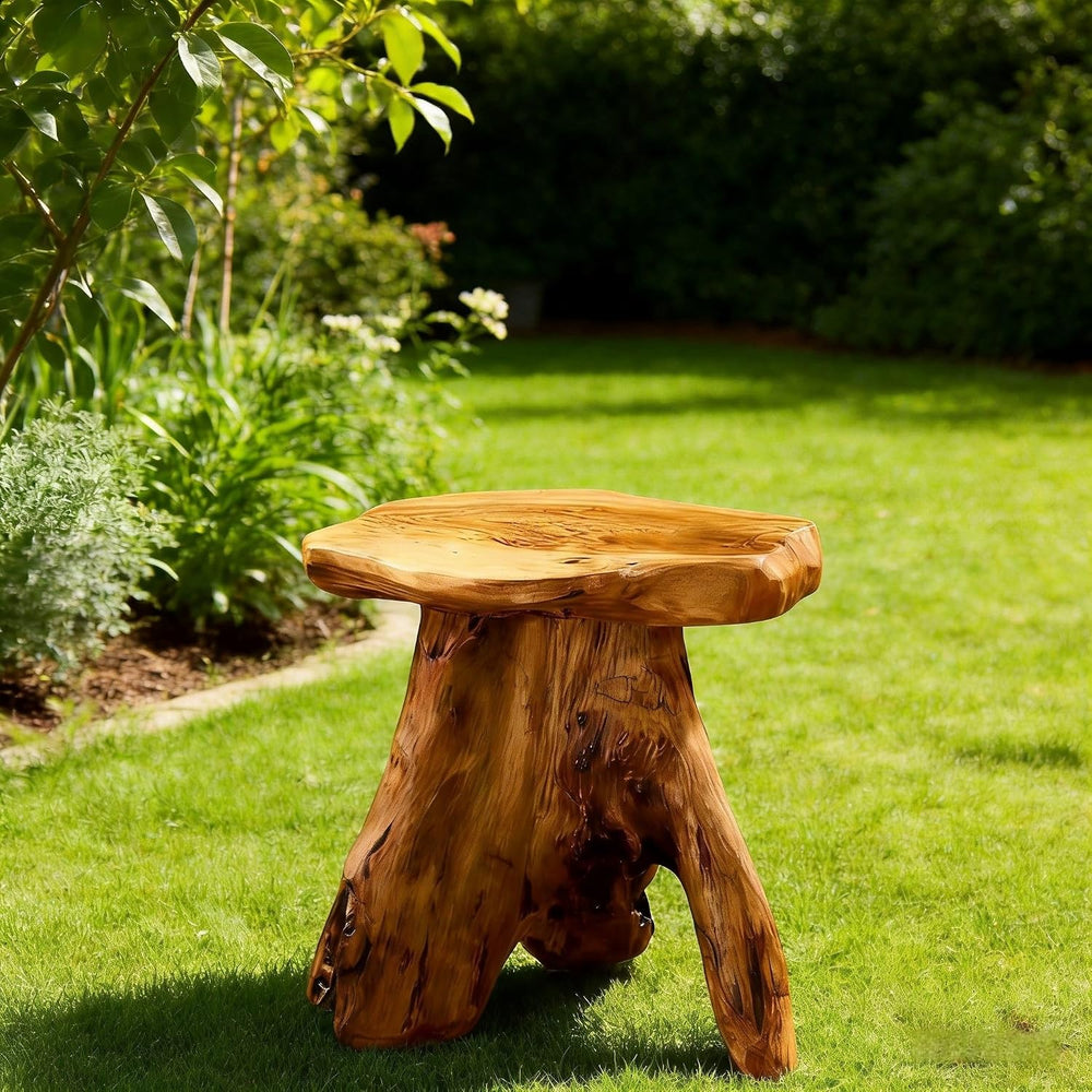 Greenage Cedar Roots Mushroom Accent Stool 12" x 15" x 13.5" H...