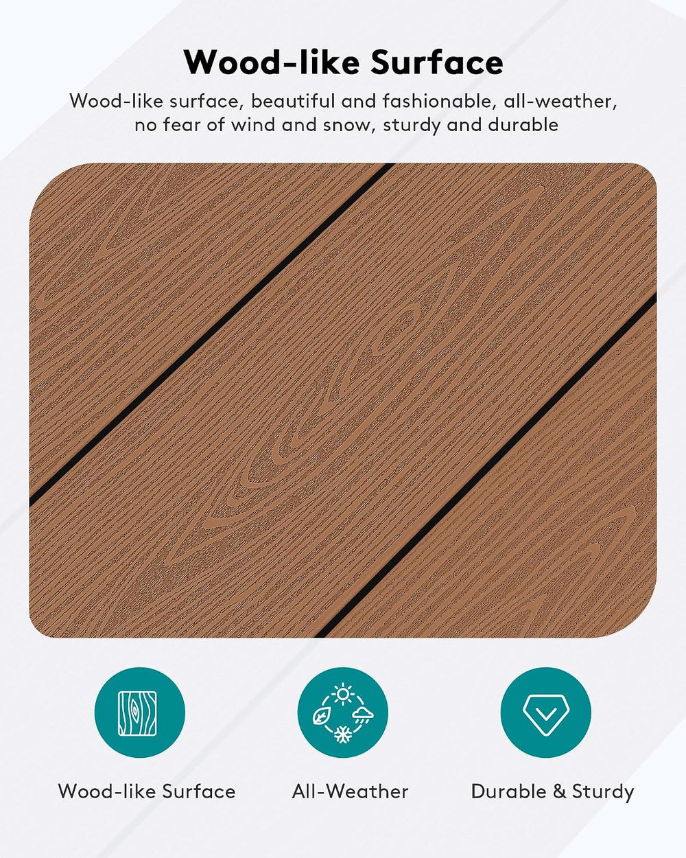 SERWALL HDPE Patio Coffee Table, Rectangle Outdoor Coffee Table, All-Weather ...