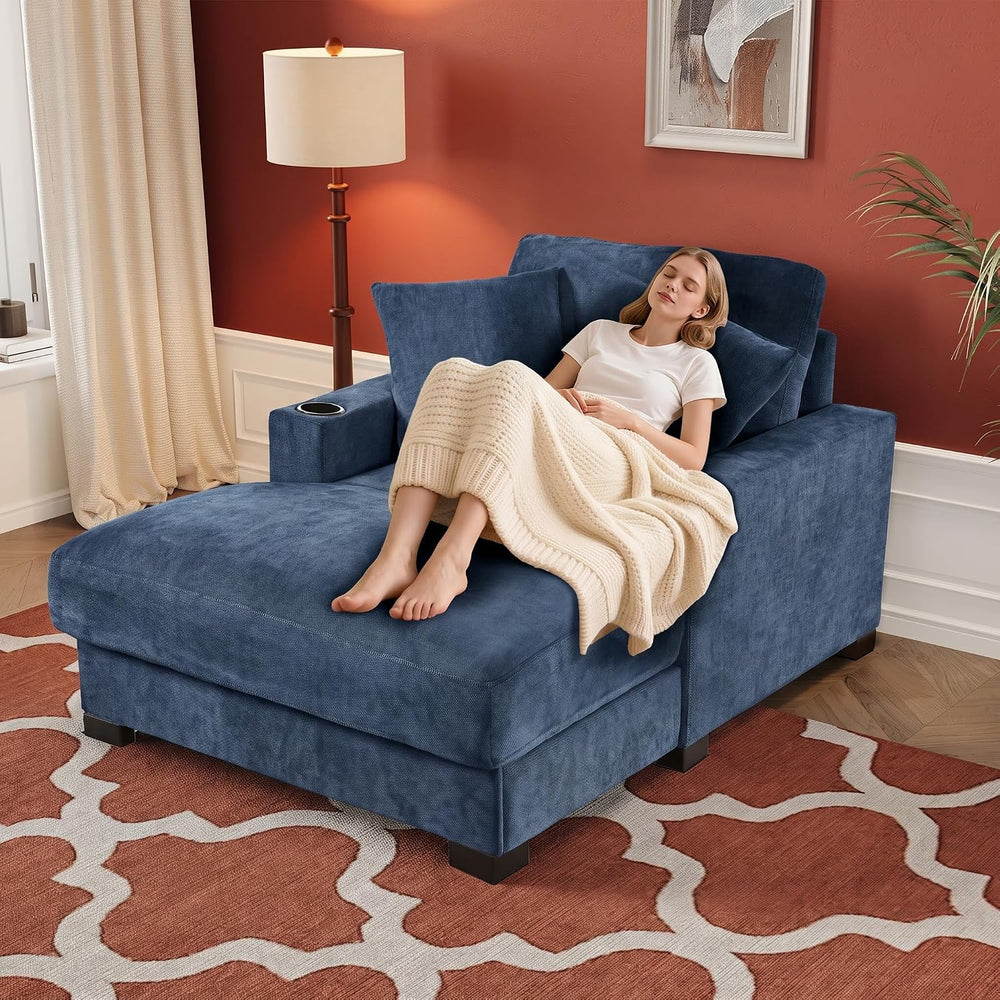 Oversized 60" Chaise Lounge Sofa, Chaise Lounge Recliner with Adjustable...