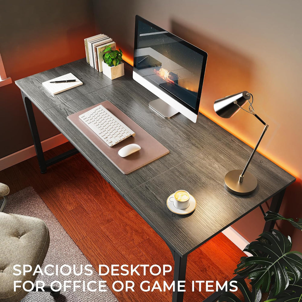 Huuger Computer Gaming Desk, 63 Inch Office Desk with Storage, Writing Work S...