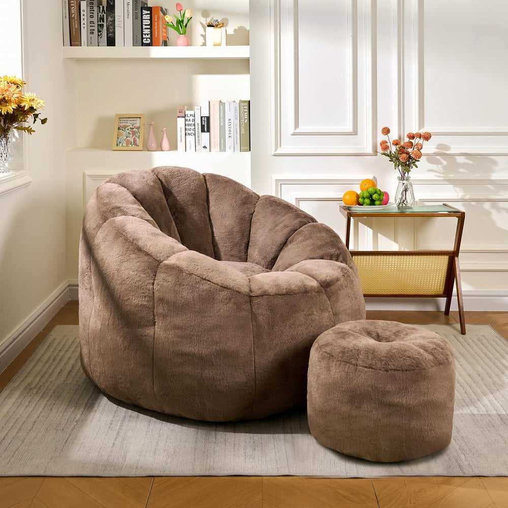 Bean Bag Chair, Bean Bag Chair with Ottoman, Stuffed Bean Bag Chairs with Fil...
