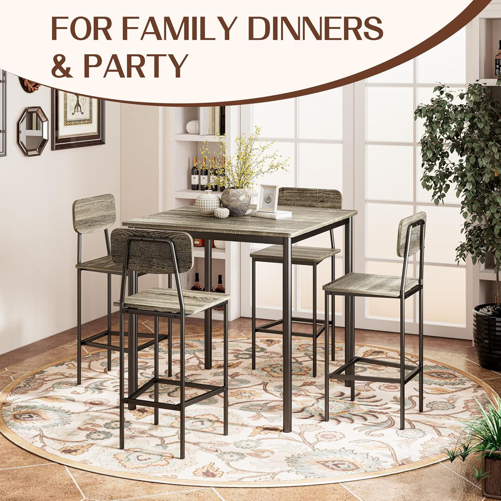 Kitchen Table and Chairs of 4, 5 Piece Dining Table Set, Classic Grey