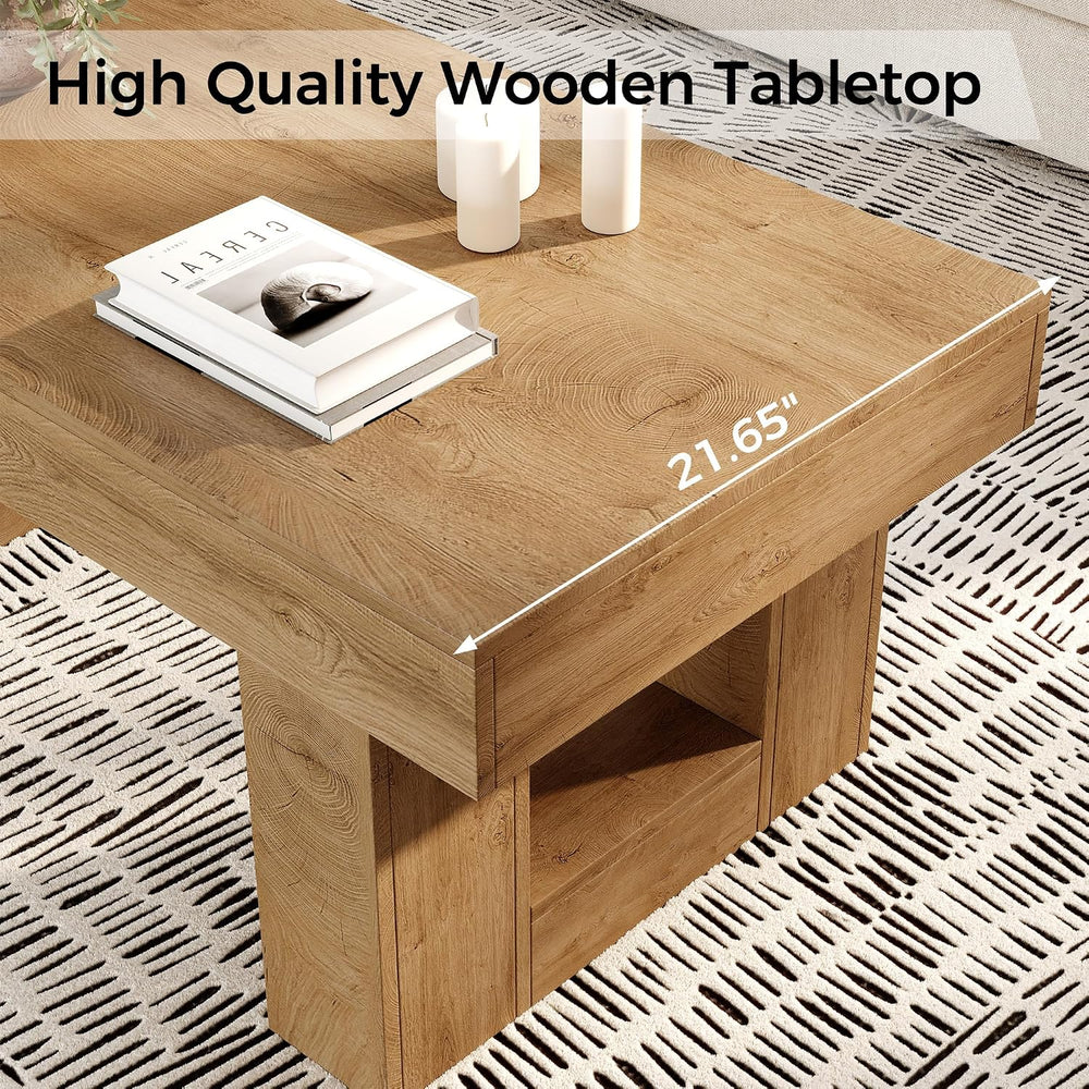 Rectangular Coffee Table, Heavy Duty Center Tables with Annual Ring Pattern, ...
