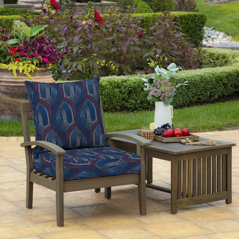 Arden Outdoor Deep Seat Cushion Set, Foam, 24x24, Sapphire Liberty Mosaic