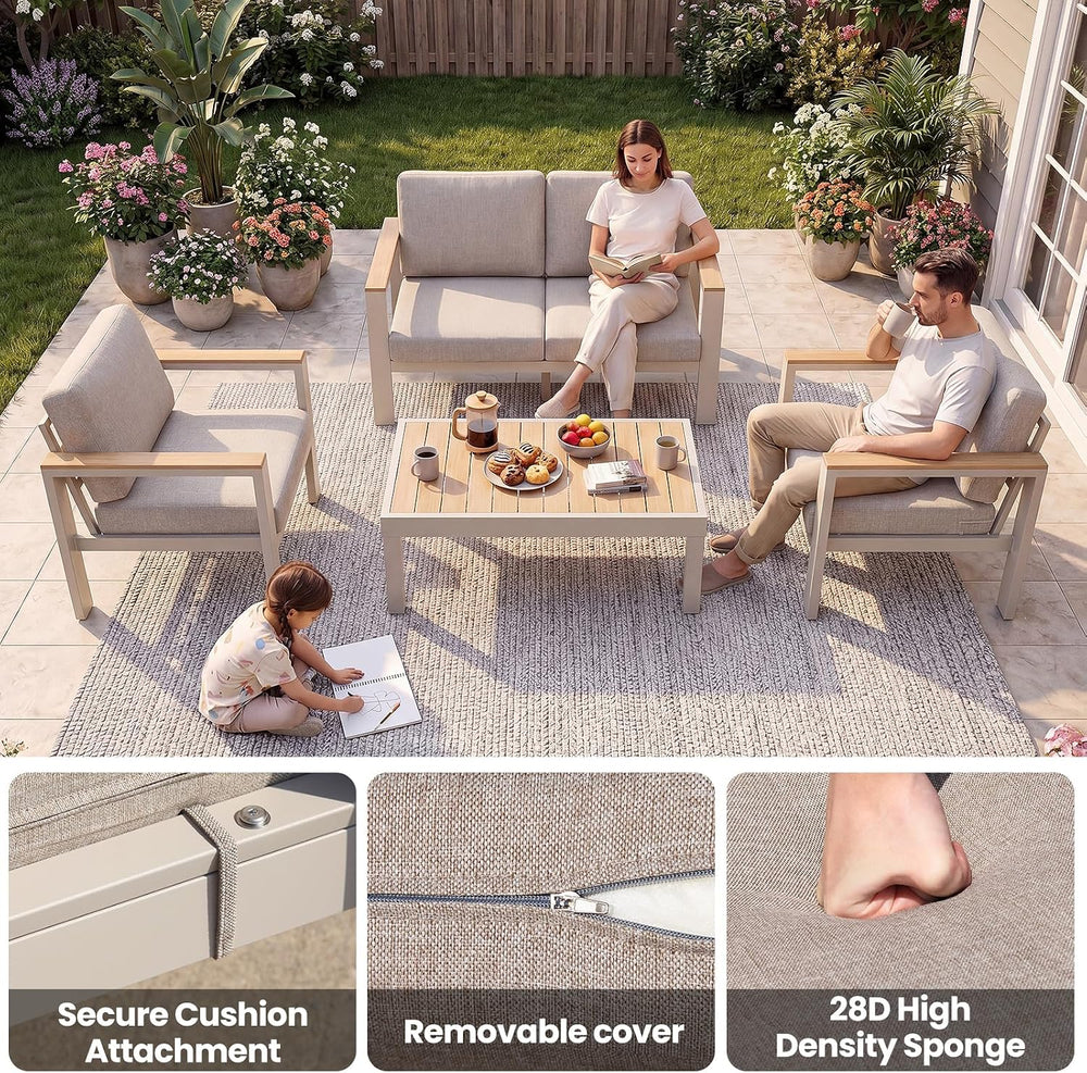 2PC Single Seat Aluminum Patio Chairs, Outdoor Furniture with 1.5mm Thick Pow...