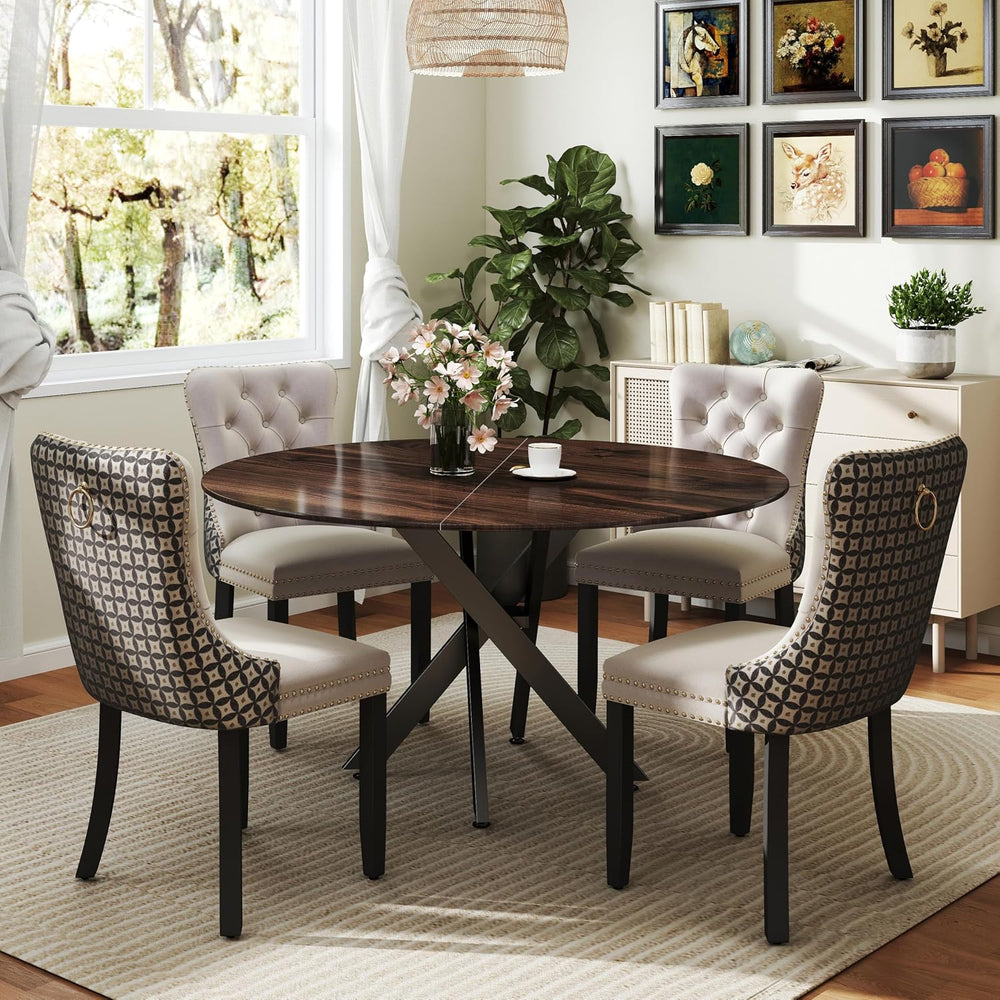 RGZ 5 Pieces Mid Century Modern Wood Dining Table Set, Retro Rustic Farmhouse...