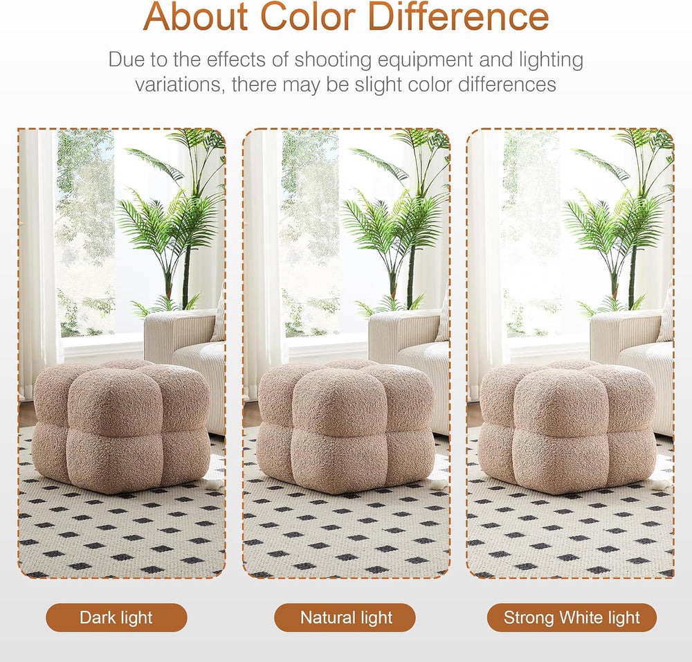 Zesthouse Square Pouf Ottomans Set of 2, Modern Vanity Chair for Bedroom | Sh...