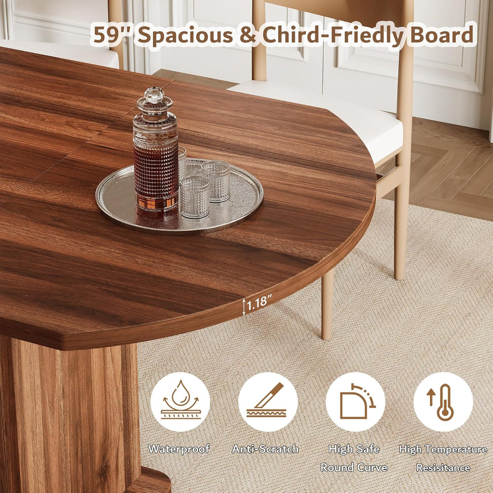 iPormis Round Dining Table for 4-6, 59'' Extendable Dining Room Kitch...