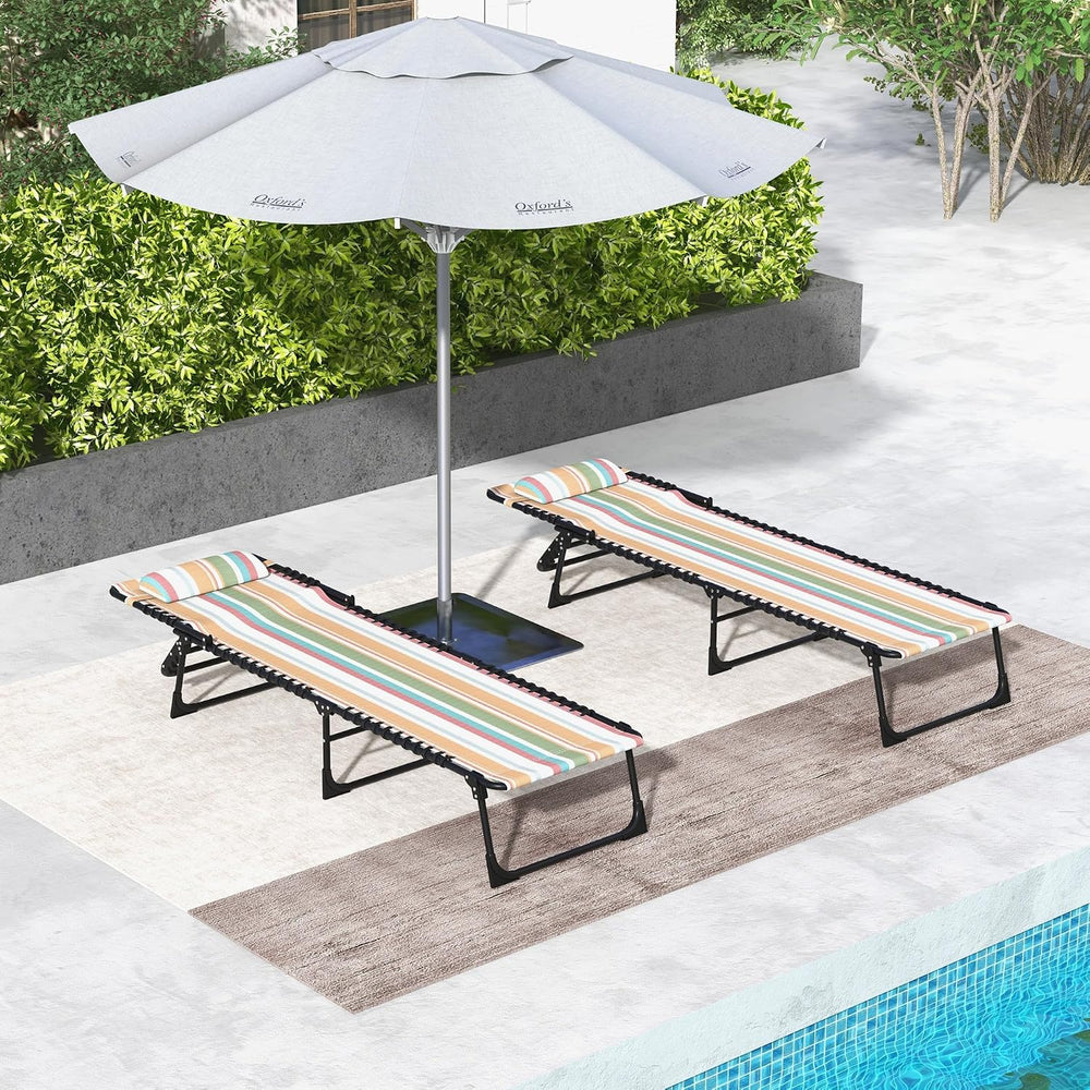 Outsunny Folding Chaise Lounge Chair Set of 2, Patio Sun Tanning Chair, Outdo...