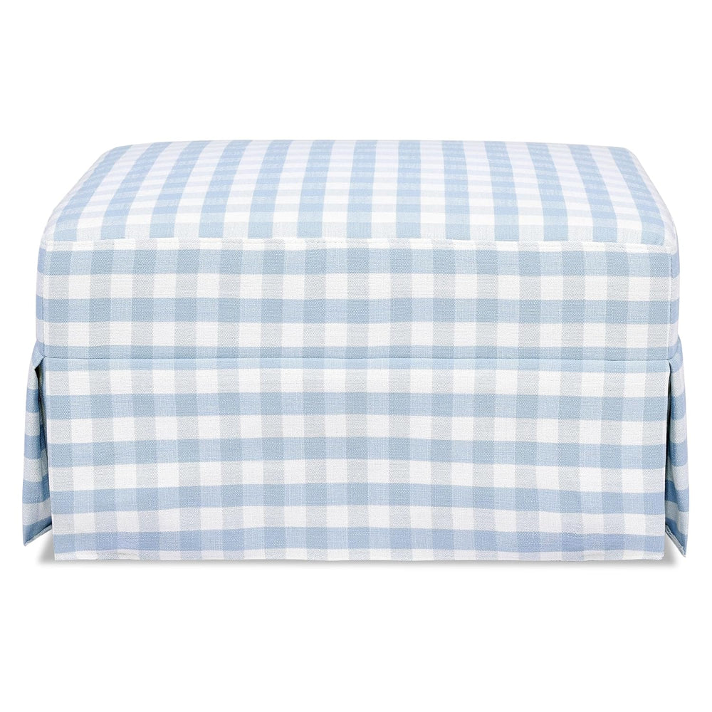 Namesake Crawford Gliding Ottoman in Blue Gingham, Greenguard Gold & Cert...