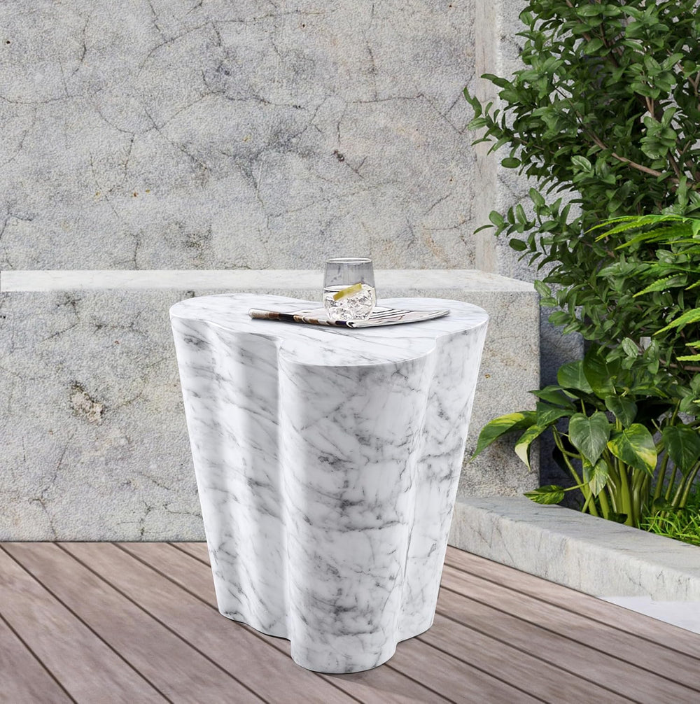 Meridian Furniture 99033White-ET Monza Collection Art Deco Marble Finish Indo...