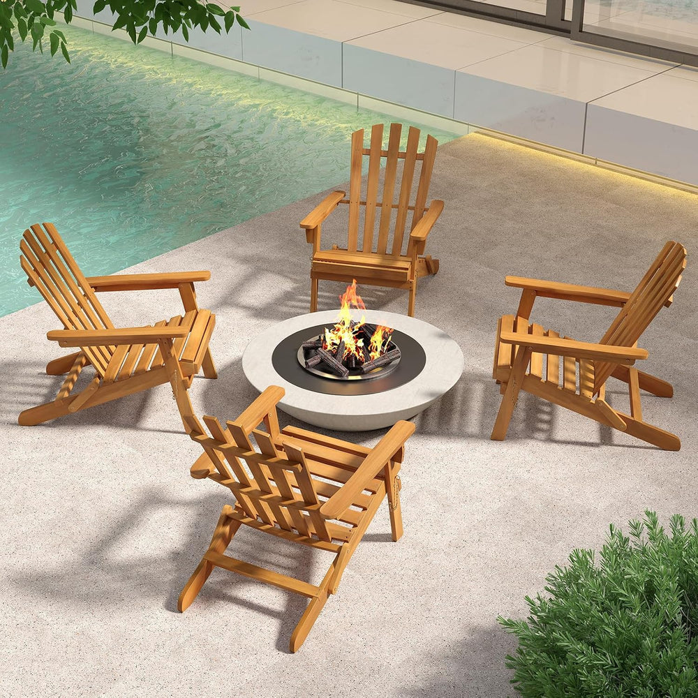 Tangkula Folding Acacia Wood Adirondack Chair, 400 LBS, 1 Pack