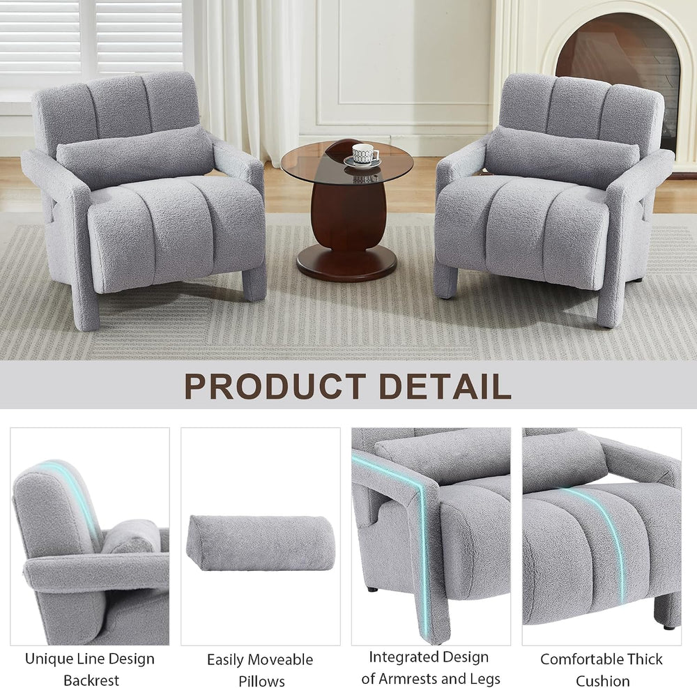 LOULENS Accent Chair Set of 2, Modern Armchair for Living Room, Light Gray