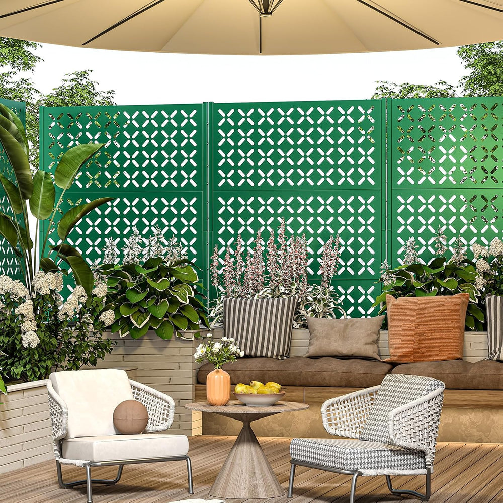 Metal Privacy Screen for Outside, 72" H×45" W Freestanding Outdoor ...