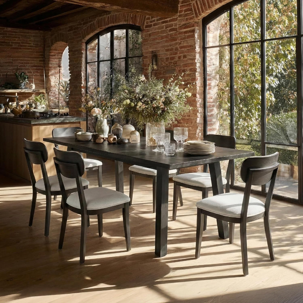 COLAMY Solid Wood Dining Chairs Set of 6, Mid Century Modern Upholstered Kitc...
