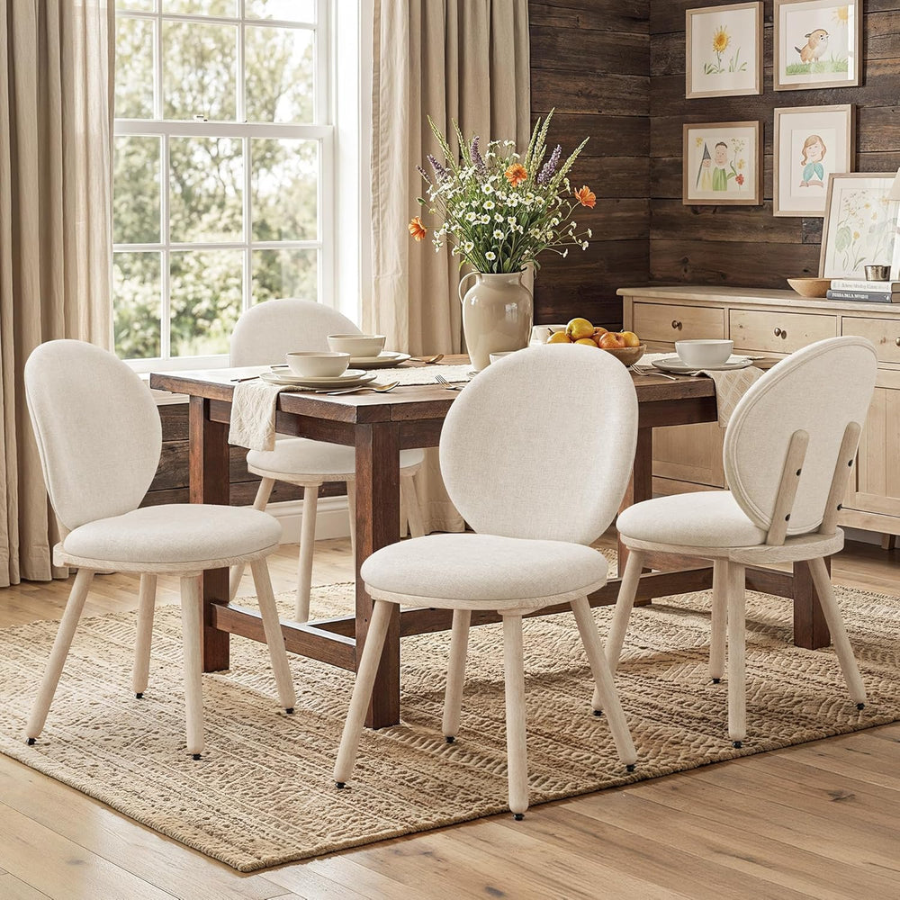 LUE BONA Dining Chairs Set of 4, Upholstered Fabric Kitchen Chairs with Dual-...
