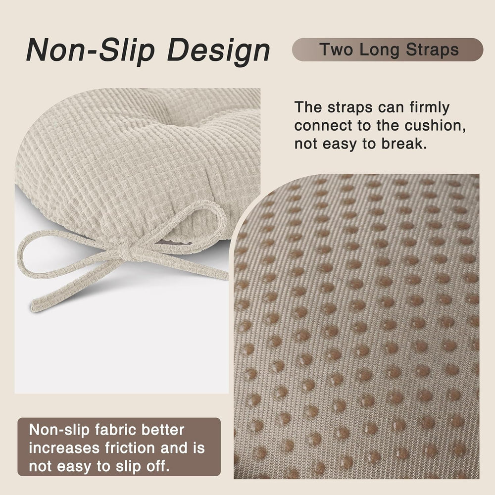 OVOV Dining Chair Cushions Set of 2 with Ties 18"x16.5"x3" Beige