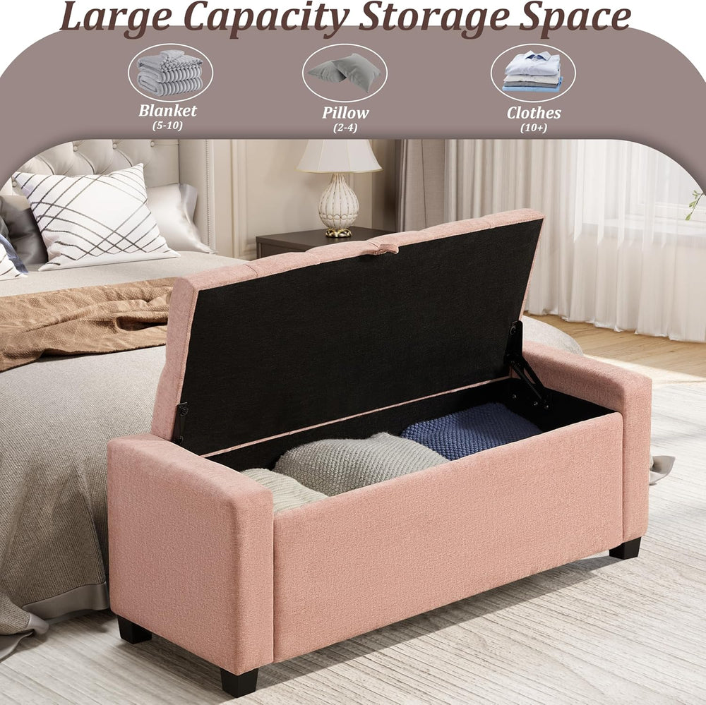Royal Windsor Ottoman with Storage,Tufted Storage Bench with Safety Hinge,Hol...