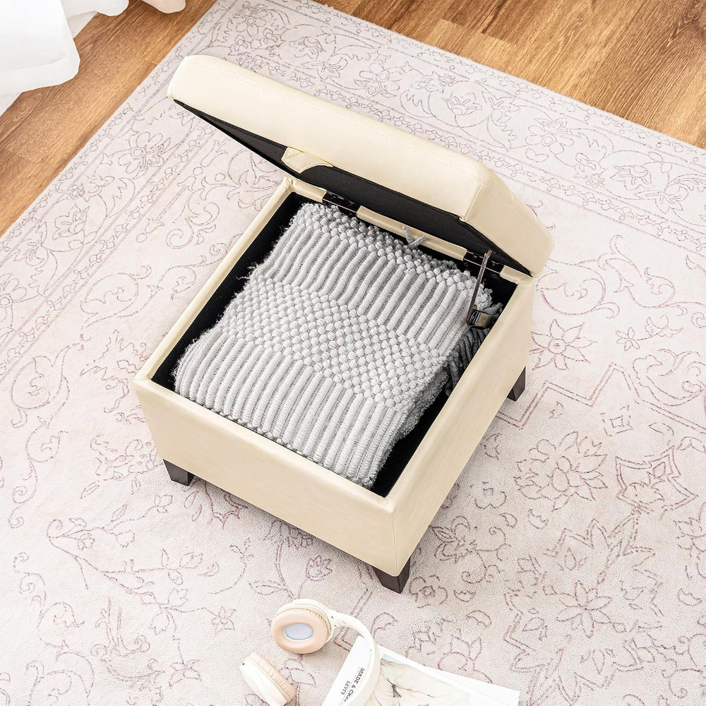 Asense 17 Inch Storage Ottoman Foot Rest,Square Faux Leather Foot Stool,Small...