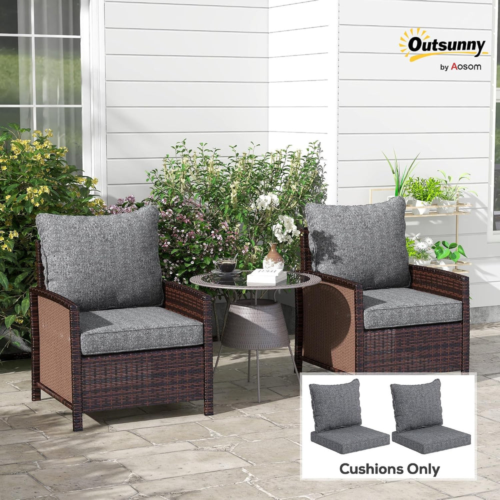 Outsunny Outdoor Chair Cushions Set of 2 Fade Resistant 24x24 in Gray