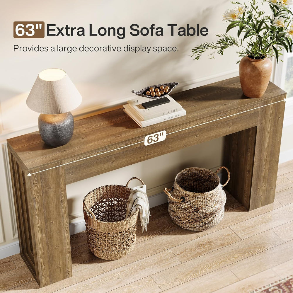 Tribesigns 63-Inch Long Console Table, Farmhouse Narrow Sofa Table Behind The...