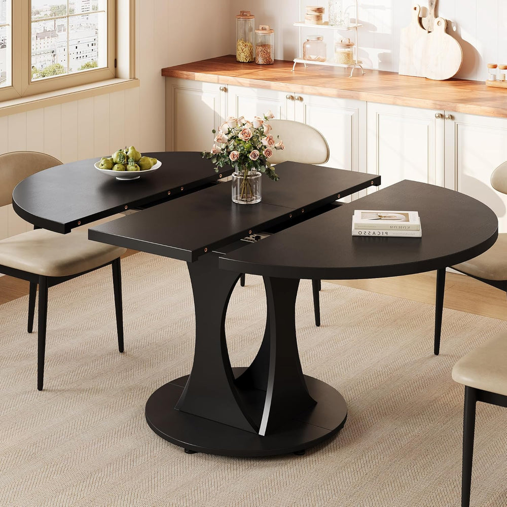 Einhomn 59" Extendable Round Dining Table for 6-8, Kitchen Table with St...